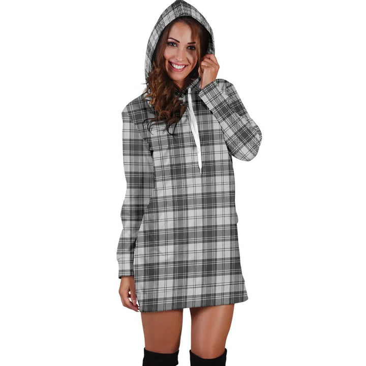 Scottish Douglas Grey Modern Clan Tartan Hoodie Dress