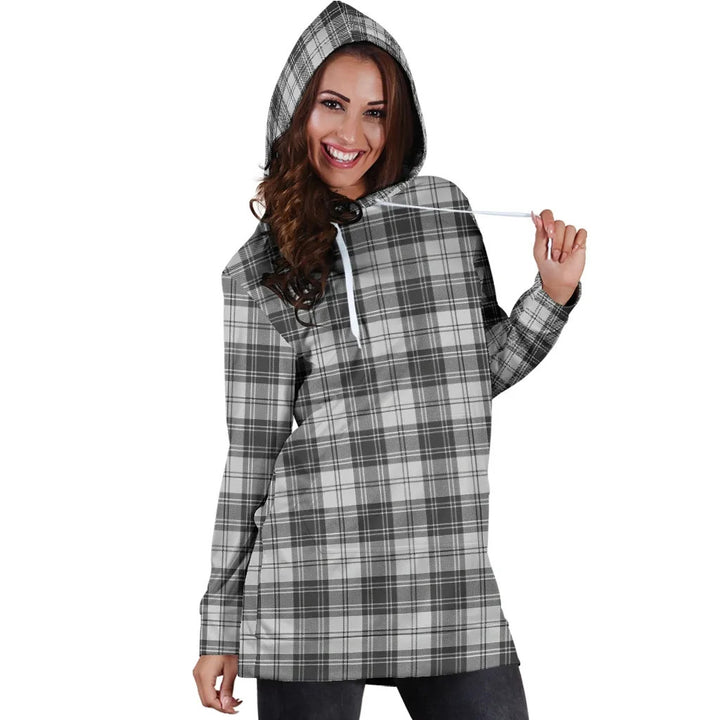 Scottish Douglas Grey Modern Clan Tartan Hoodie Dress