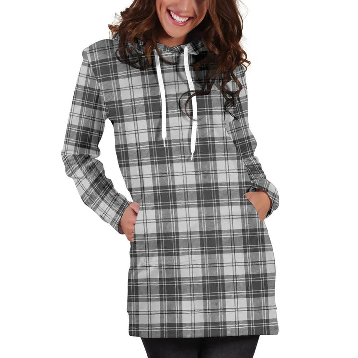 Scottish Douglas Grey Modern Clan Tartan Hoodie Dress