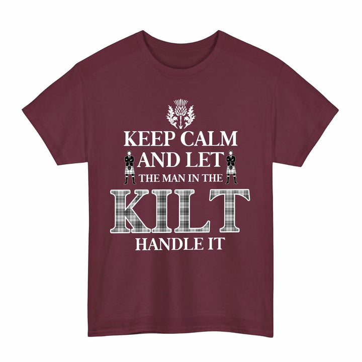 Scottish Douglas Grey Modern Clan Tartan T-Shirt - Keep Calm Tartan Plaid Maroon Color
