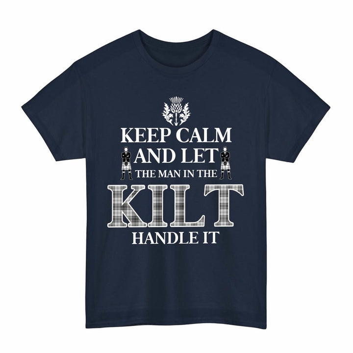 Scottish Douglas Grey Modern Clan Tartan T-Shirt - Keep Calm Tartan Plaid Navy Color