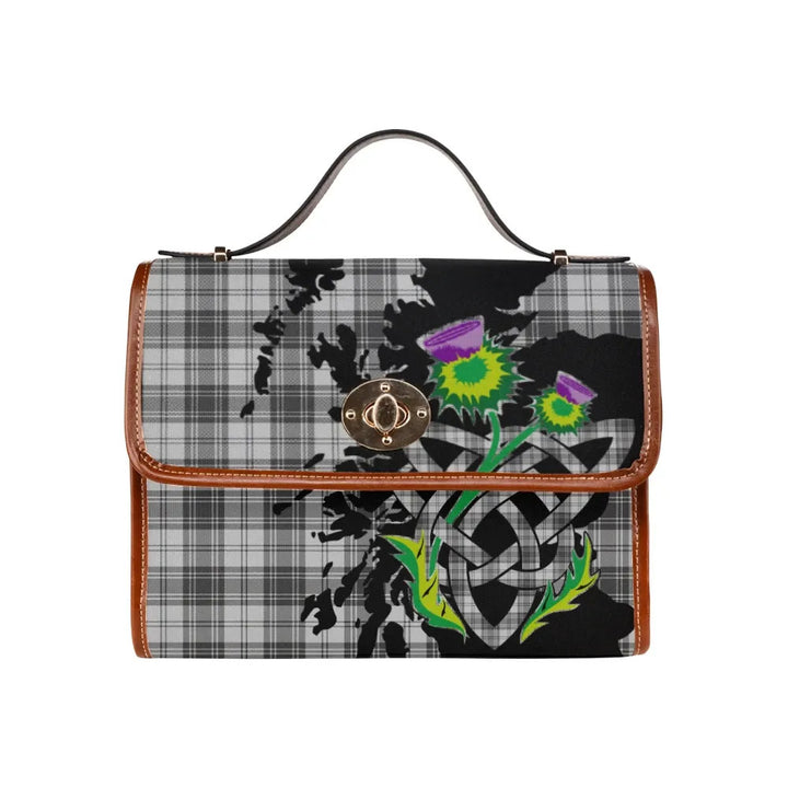 Scottish Douglas Grey Modern Clan Tartan Waterproof Canvas Bag With Thistle Tartan Plaid 1