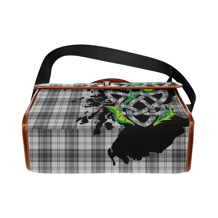 Scottish Douglas Grey Modern Clan Tartan Waterproof Canvas Bag With Thistle Tartan Plaid 5