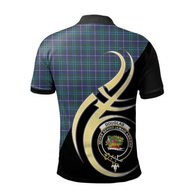 Scottish Douglas Modern Clan Crest Tartan Polo Shirt Believe in Me Back Side Tartan Plaid