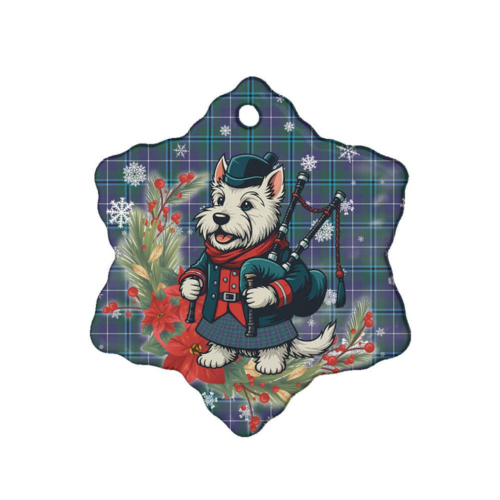 Scottish Douglas Modern Clan Tartan Ceramic Ornament Cute Scottish Terrier Dog Snow Flake Style Tartan Plaid