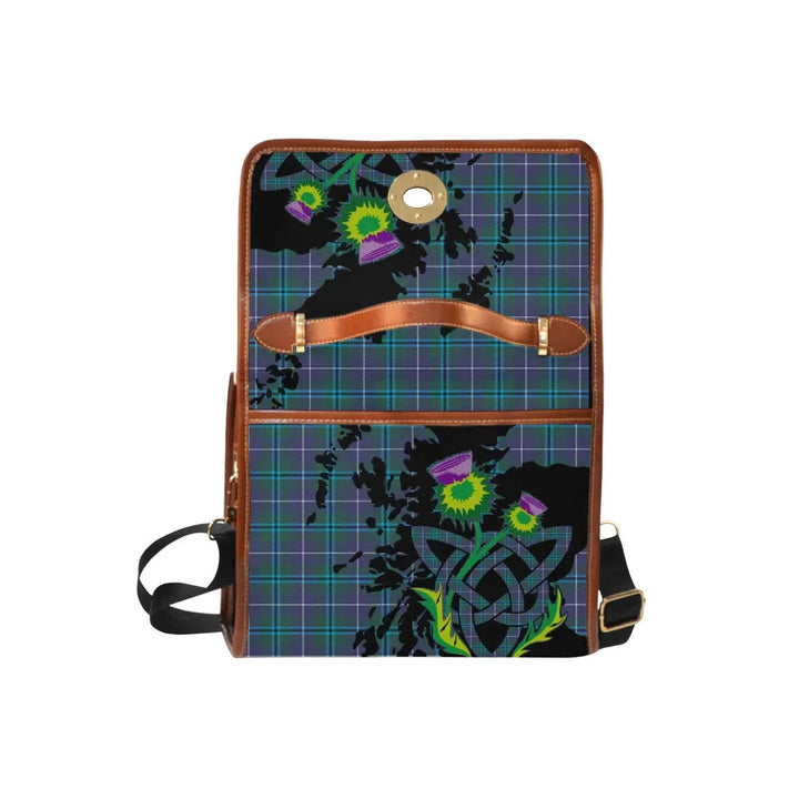 Scottish Douglas Modern Clan Tartan Waterproof Canvas Bag With Thistle Tartan Plaid 6