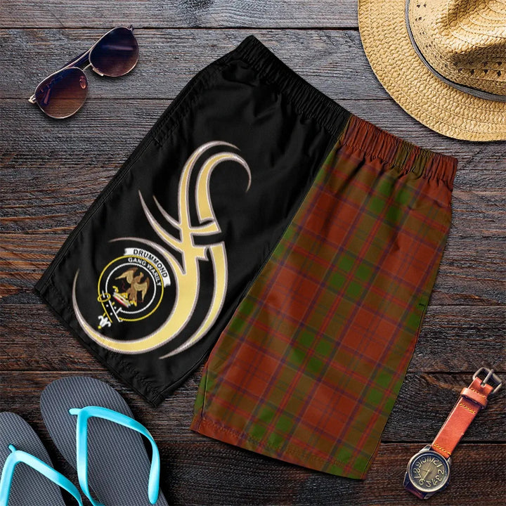 Scottish Drummond Clan Crest Tartan Believe in Me Men's Shorts