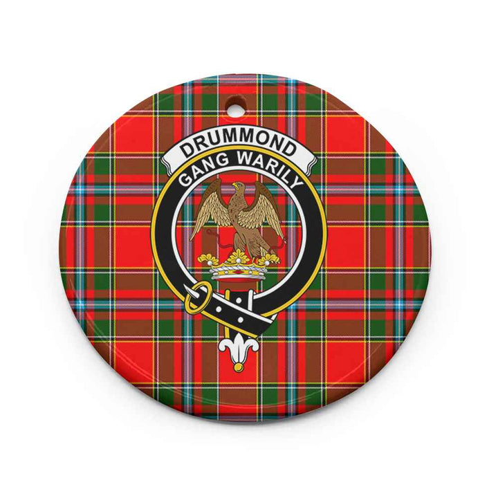 Scottish Drummond Clan Crest Tartan Ceramic Ornament Circle Shape Tartan Plaid