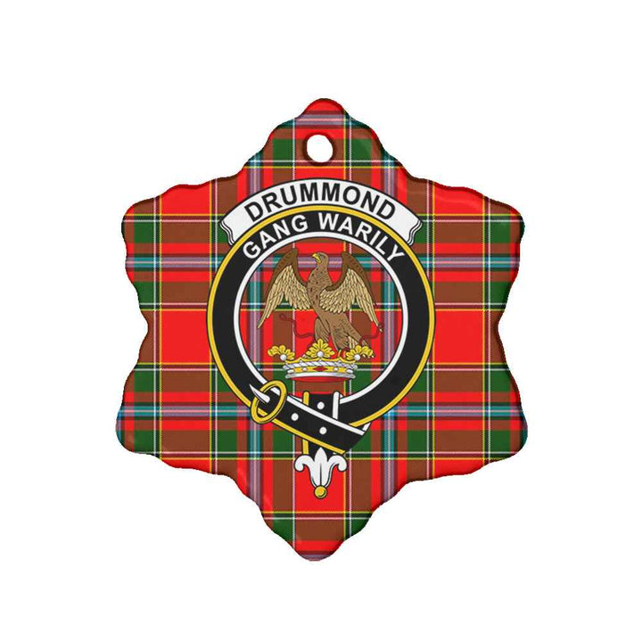 Scottish Drummond Clan Crest Tartan Ceramic Ornament Snow Flake Shape Tartan Plaid
