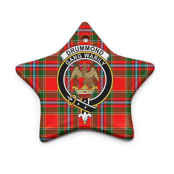 Scottish Drummond Clan Crest Tartan Ceramic Ornament Star Shape Tartan Plaid