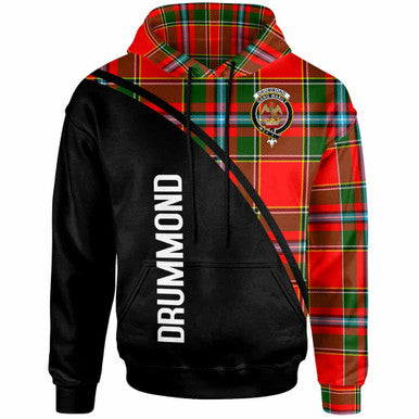 Scottish Drummond Clan Crest Tartan Curve Hoodie Front Side Tartan Plaid