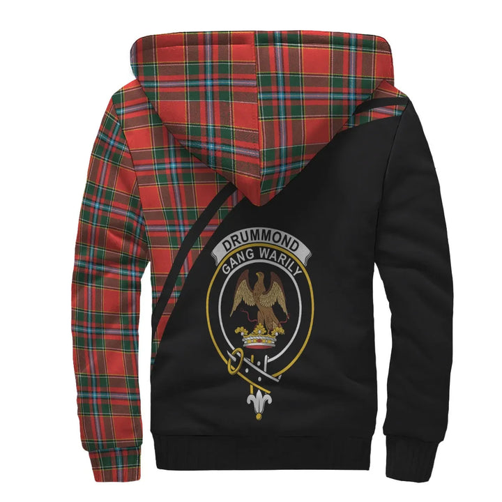 Scottish Drummond Clan Crest Tartan Curve Sherpa Hoodie