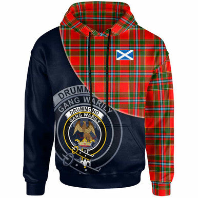 Scottish Drummond Clan Crest Tartan Hoodie - Bend Style Front Side Tartan Plaid