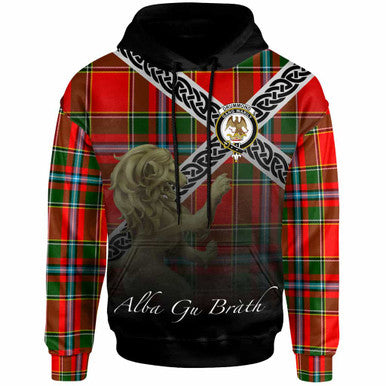Scottish Drummond Clan Crest Tartan Hoodie - Scotland Lion Front Side Tartan Plaid