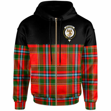 Scottish Drummond Clan Crest Tartan Hoodie - Horizontal Style Zip-up Tartan Plaid
