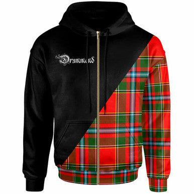 Scottish Drummond Clan Crest Tartan Hoodie - Military Logo Zip-up Tartan Plaid