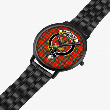 Scottish Drummond Clan Crest Tartan Instafamous Steel Quartz Watches Tartan Plaid Black 2