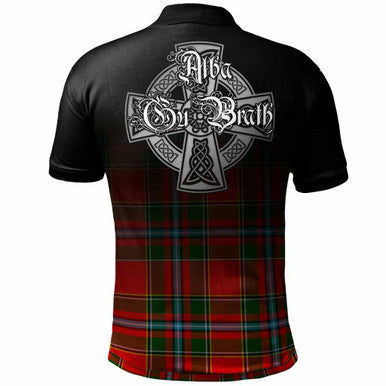 Scottish Drummond Clan Crest Tartan Polo Shirt - Alba Gu Brath Family Crest Celtic Inspired Back Side Tartan Plaid