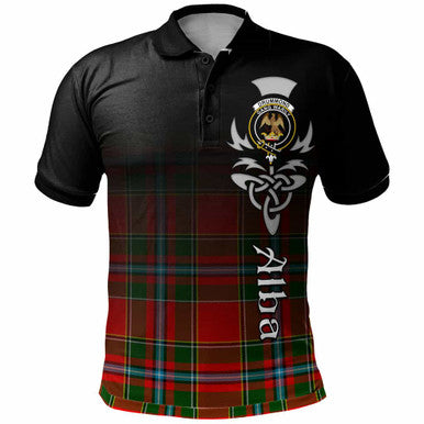 Scottish Drummond Clan Crest Tartan Polo Shirt - Alba Gu Brath Family Crest Celtic Inspired Front Side Tartan Plaid