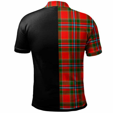 Scottish Drummond Clan Crest Tartan Polo Shirt - Half in Me Back Side Tartan Plaid