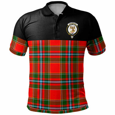 Scottish Drummond Clan Crest Tartan Polo Shirt - Horizontal Style Front Side Tartan Plaid