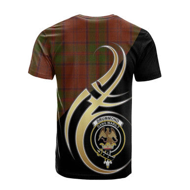 Scottish Drummond Clan Crest Tartan T-Shirt Believe in Me Back Side Tartan Plaid