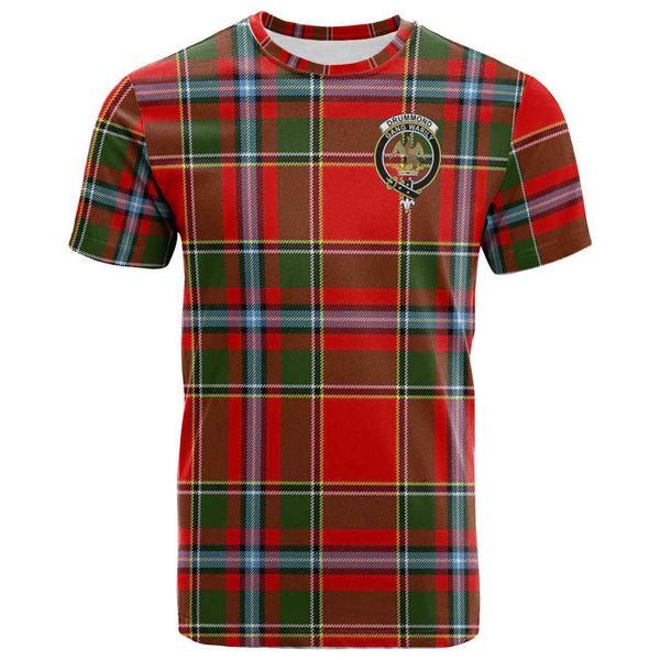 Scottish Drummond Clan Crest Tartan T-Shirt Front Side Tartan Plaid