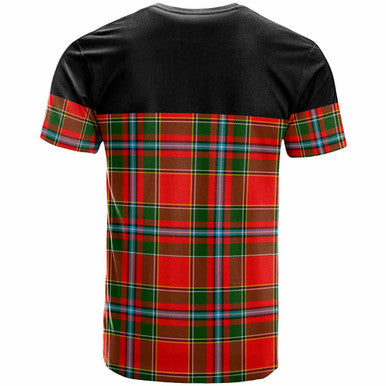 Scottish Drummond Clan Crest Tartan T-Shirt - Horizontal Style Back Side Tartan Plaid