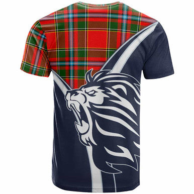 Scottish Drummond Clan Crest Tartan T-Shirt - Bend Style Back Side Tartan Plaid