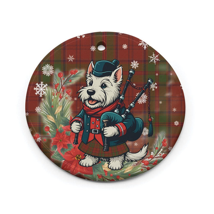 Scottish Drummond Clan Tartan Ceramic Ornament Cute Scottish Terrier Dog Circle Style Tartan Plaid
