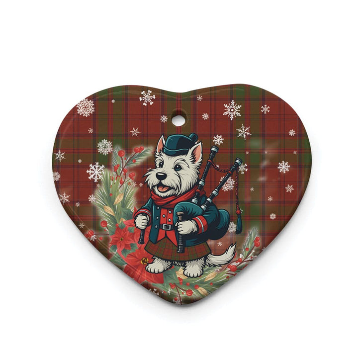 Scottish Drummond Clan Tartan Ceramic Ornament Cute Scottish Terrier Dog Heart Style Tartan Plaid