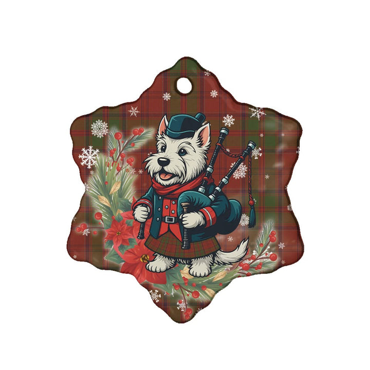 Scottish Drummond Clan Tartan Ceramic Ornament Cute Scottish Terrier Dog Snow Flake Style Tartan Plaid