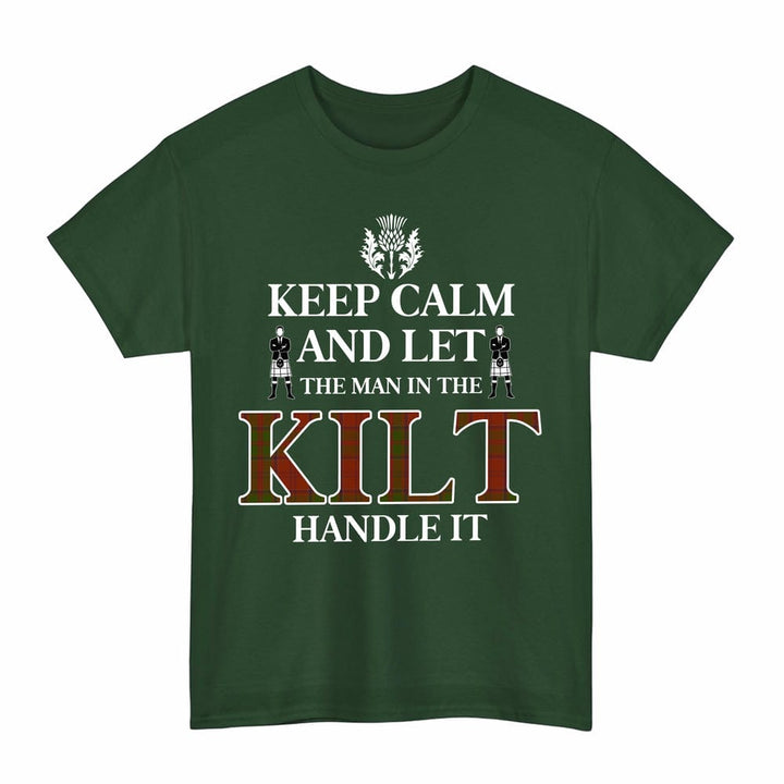 Scottish Drummond Clan Tartan T-Shirt - Keep Calm Tartan Plaid Forest Green Color