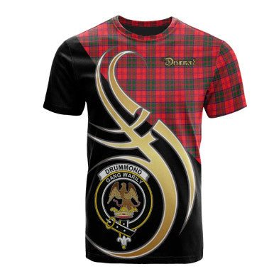 Scottish Drummond Modern Clan Crest Tartan T-Shirt Believe in Me Front Side Tartan Plaid