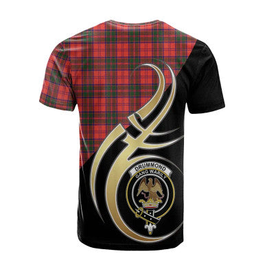Scottish Drummond Modern Clan Crest Tartan T-Shirt Believe in Me Back Side Tartan Plaid
