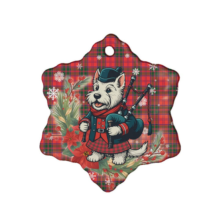 Scottish Drummond Modern Clan Tartan Ceramic Ornament Cute Scottish Terrier Dog Snow Flake Style Tartan Plaid