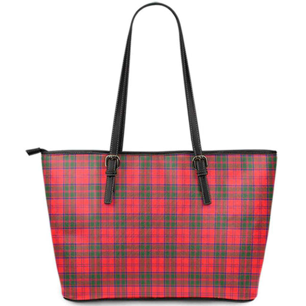 Scottish Drummond Modern Clan Tartan Leather Tote Tartan Plaid