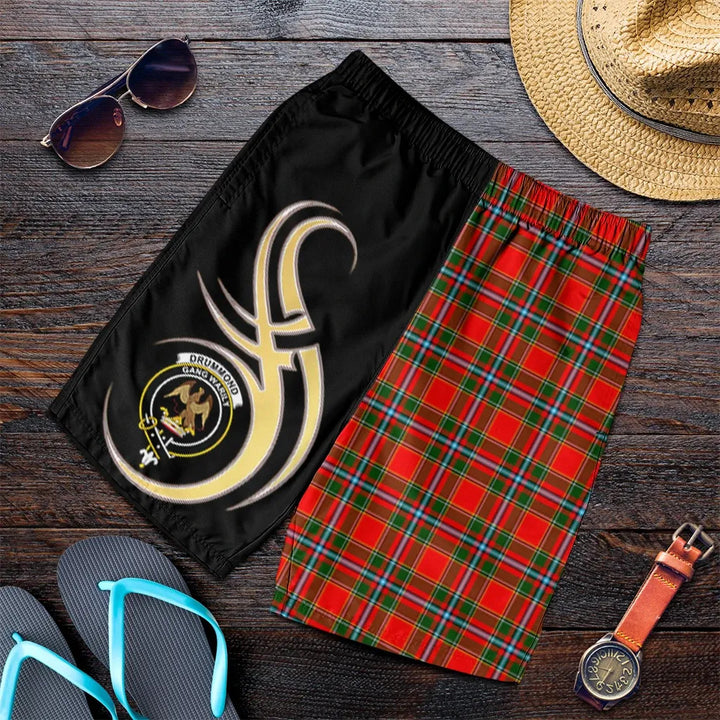 Scottish Drummond of Perth Clan Crest Tartan Believe in Me Men's Shorts