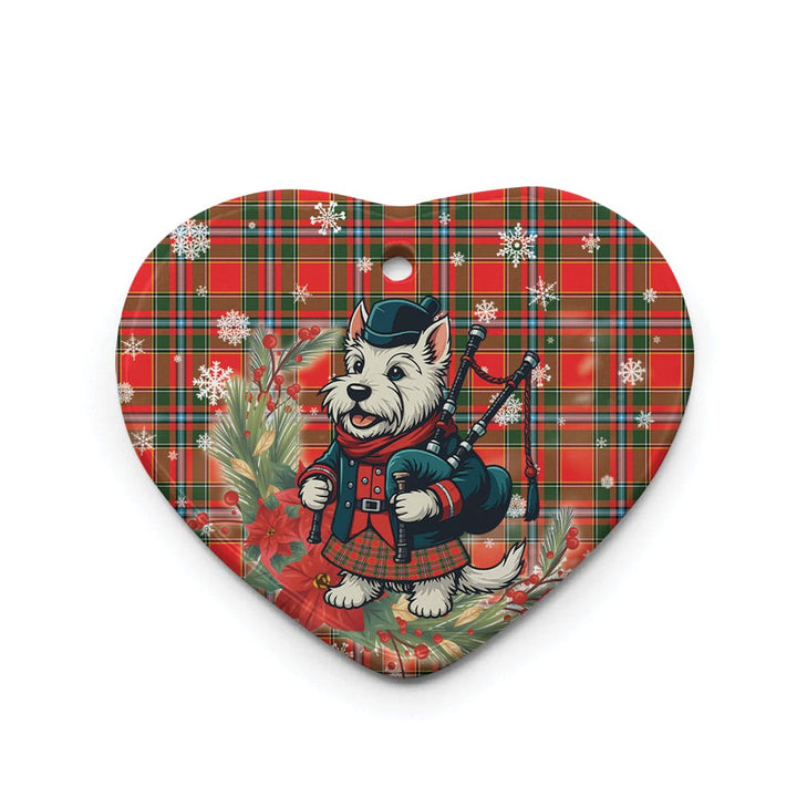 Scottish Drummond of Perth Clan Tartan Ceramic Ornament Cute Scottish Terrier Dog Heart Style Tartan Plaid