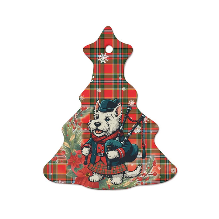 Scottish Drummond of Perth Clan Tartan Ceramic Ornament Cute Scottish Terrier Dog Tree Style Tartan Plaid