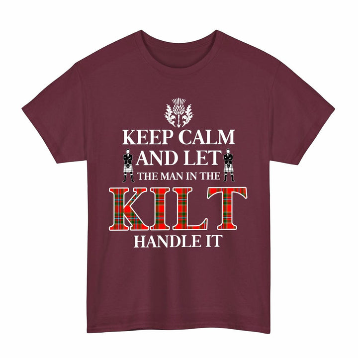Scottish Drummond of Perth Clan Tartan T-Shirt - Keep Calm Tartan Plaid Maroon Color