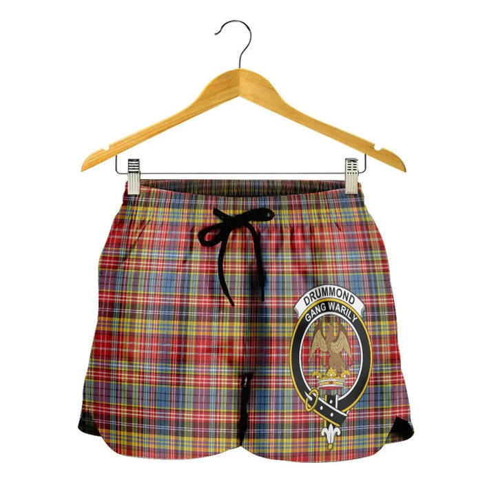 Scottish Drummond of Strathallan Clan Crest Tartan Women Shorts