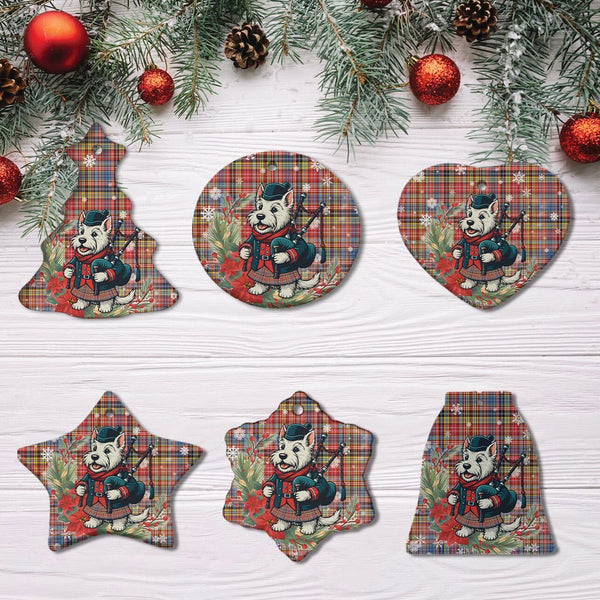 Scottish Drummond of Strathallan Clan Tartan Ceramic Ornament Cute Scottish Terrier Dog All Style Tartan Plaid