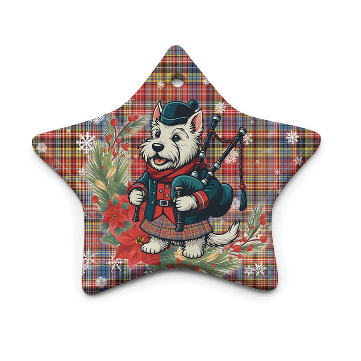 Scottish Drummond of Strathallan Clan Tartan Ceramic Ornament Cute Scottish Terrier Dog Star Style Tartan Plaid