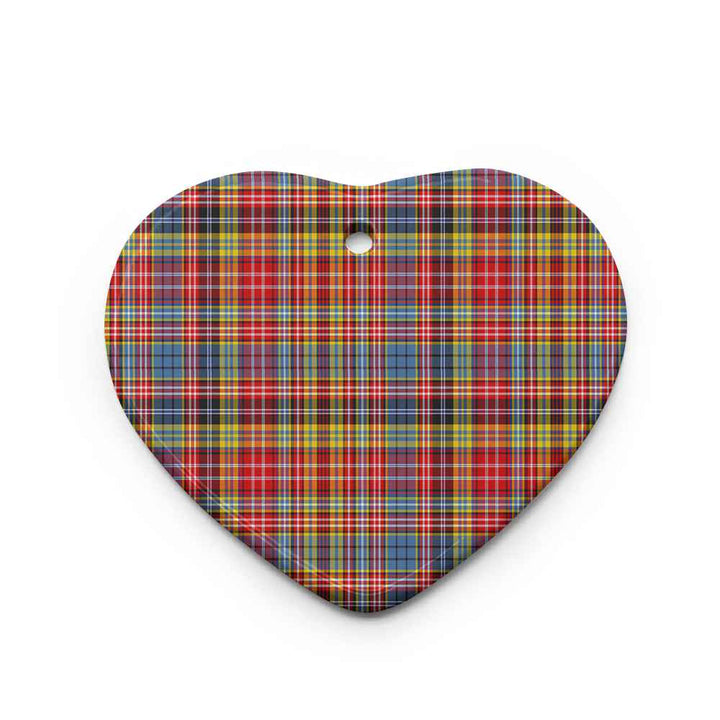 Scottish Drummond of Strathallan Clan Tartan Ceramic Ornament Heart Shape Tartan Plaid