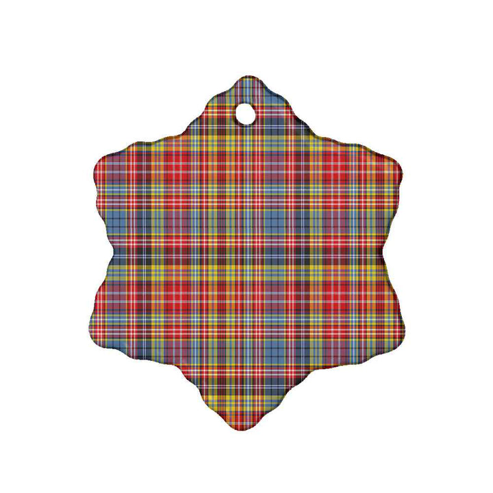 Scottish Drummond of Strathallan Clan Tartan Ceramic Ornament Snow Flake Shape Tartan Plaid