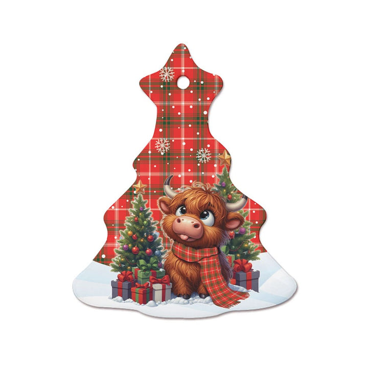 Scottish Duke of Rothesay Modern Clan Tartan Ceramic Ornament Cute Highland Cow Christmas Tree Style Tartan Plaid