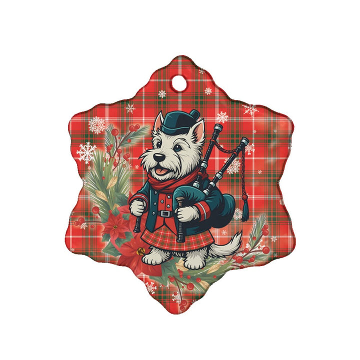 Scottish Duke of Rothesay Modern Clan Tartan Ceramic Ornament Cute Scottish Terrier Dog Snow Flake Style Tartan Plaid