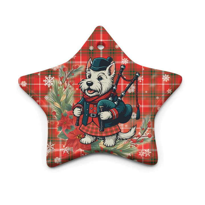 Scottish Duke of Rothesay Modern Clan Tartan Ceramic Ornament Cute Scottish Terrier Dog Star Style Tartan Plaid