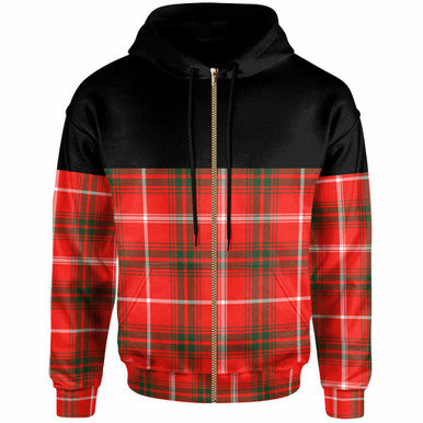Scottish Duke of Rothesay Modern Clan Tartan Hoodie - Horizontal Style Zip Tartan Plaid